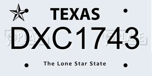 DXC1743 Texas License Plate