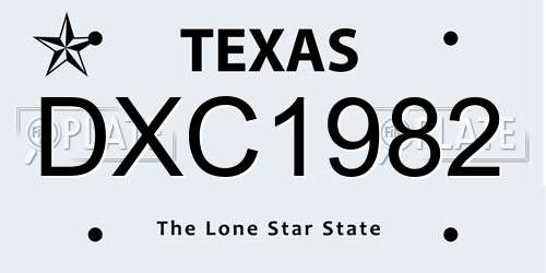 DXC1982 Texas License Plate