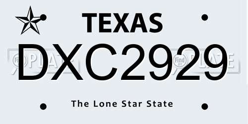 DXC2929 Texas License Plate