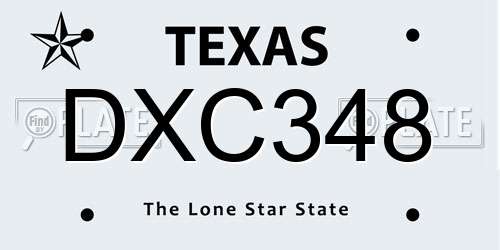 DXC348 Texas License Plate