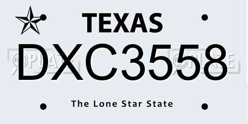 DXC3558 Texas License Plate