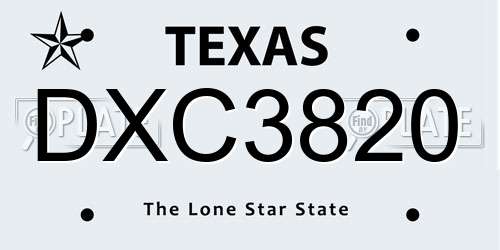 DXC3820 Texas License Plate