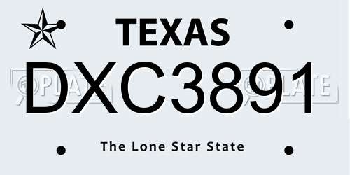 DXC3891 Texas License Plate
