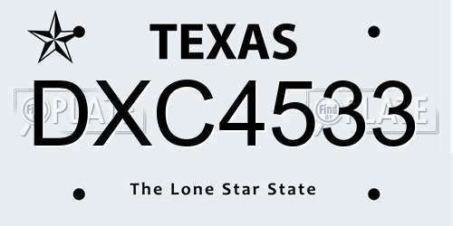 DXC4533 Texas License Plate