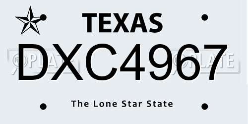 DXC4967 Texas License Plate