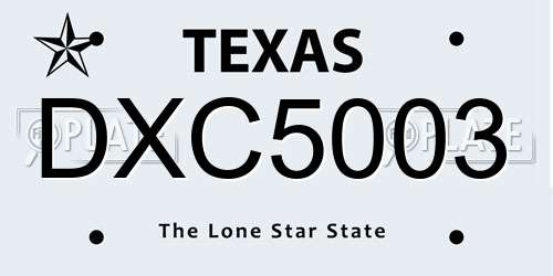 DXC5003 Texas License Plate