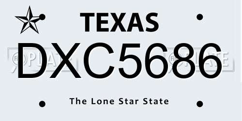 DXC5686 Texas License Plate