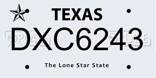 DXC6243 Texas License Plate