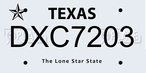 DXC7203 Texas License Plate