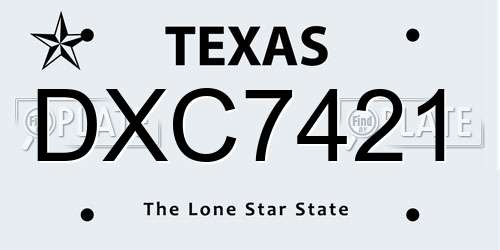 DXC7421 Texas License Plate