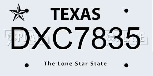 DXC7835 Texas License Plate