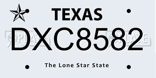 DXC8582 Texas License Plate