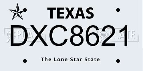 DXC8621 Texas License Plate