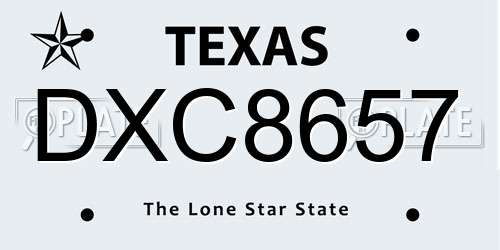 DXC8657 Texas License Plate