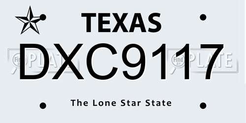 DXC9117 Texas License Plate