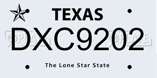 DXC9202 Texas License Plate