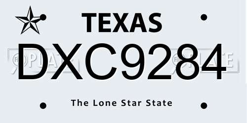 DXC9284 Texas License Plate
