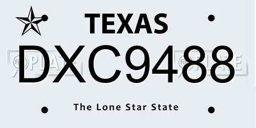 DXC9488 Texas License Plate