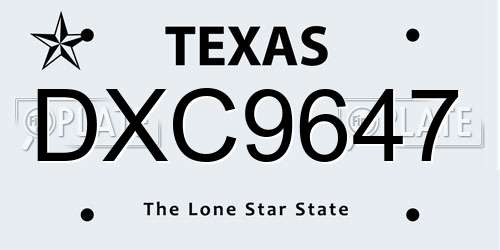 DXC9647 Texas License Plate