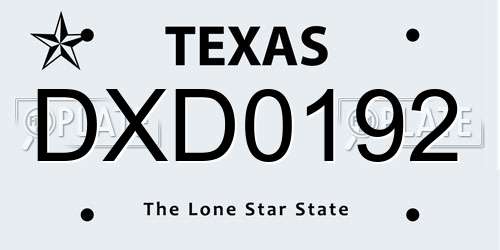 DXD0192 Texas License Plate