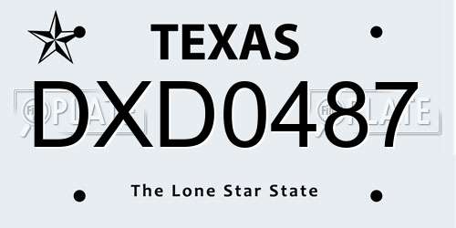 DXD0487 Texas License Plate
