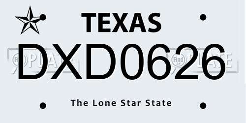 DXD0626 Texas License Plate