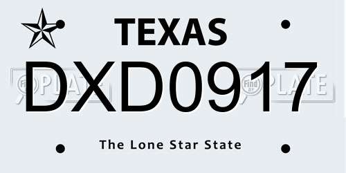 DXD0917 Texas License Plate