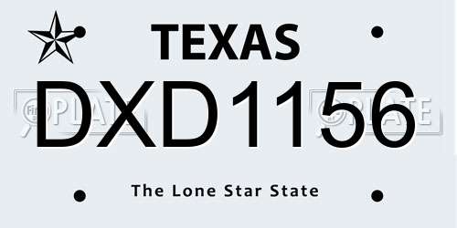 DXD1156 Texas License Plate