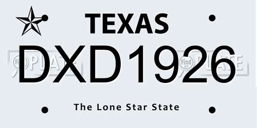 DXD1926 Texas License Plate