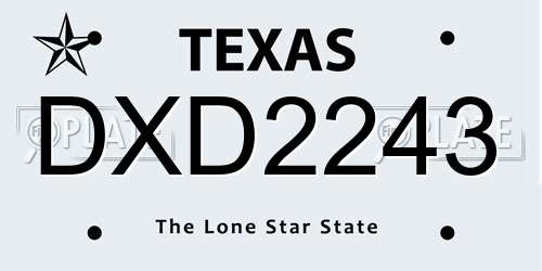 DXD2243 Texas License Plate
