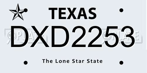 DXD2253 Texas License Plate