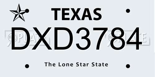 DXD3784 Texas License Plate