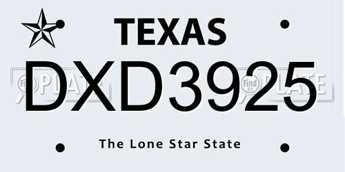 DXD3925 Texas License Plate