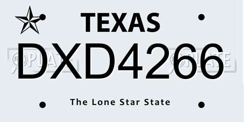 DXD4266 Texas License Plate