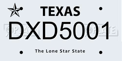 DXD5001 Texas License Plate