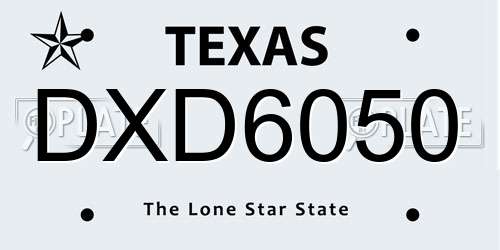 DXD6050 Texas License Plate