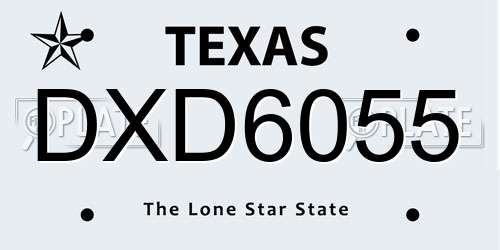 DXD6055 Texas License Plate