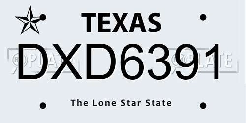 DXD6391 Texas License Plate