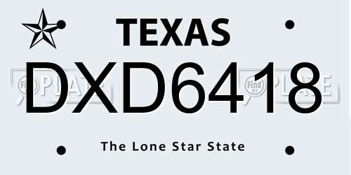 DXD6418 Texas License Plate
