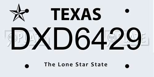 DXD6429 Texas License Plate