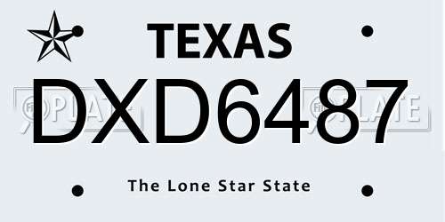 DXD6487 Texas License Plate