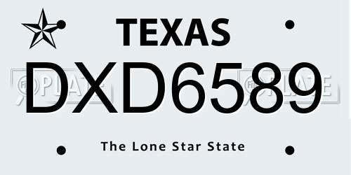 DXD6589 Texas License Plate
