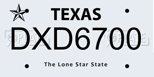 DXD6700 Texas License Plate