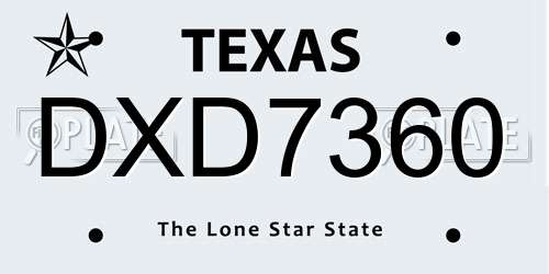 DXD7360 Texas License Plate