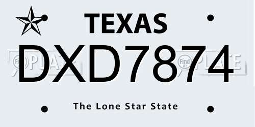 DXD7874 Texas License Plate