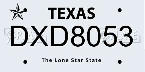 DXD8053 Texas License Plate