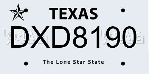 DXD8190 Texas License Plate