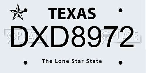 DXD8972 Texas License Plate