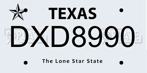 DXD8990 Texas License Plate