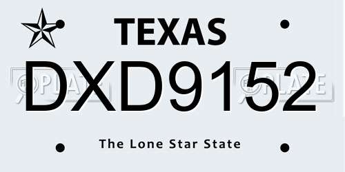 DXD9152 Texas License Plate